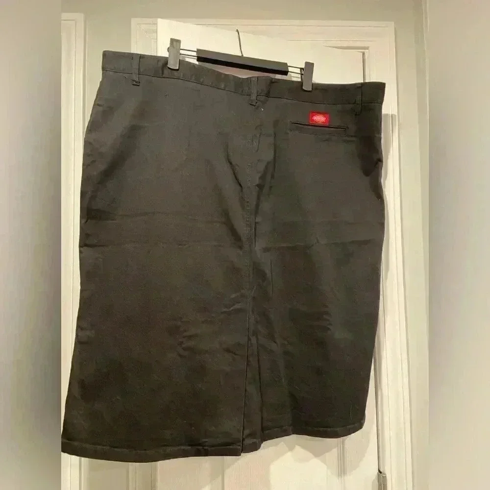 Dickies Black Cotton Spandex Mini Skirt Back Slit Button Front Plus Size 24 - Picture 4 of 10
